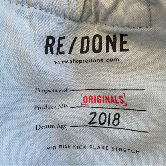 RE/DONE Mid-Rise Kick Flare Stretch Crop Jeans (Sz 23) Mid 70s Wash - Picture 11 of 13